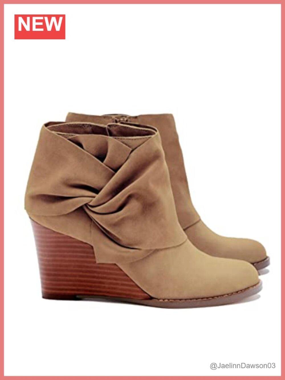 Faux Suede Wedge Booties Ankle Heels Bow Knot Stacked Heeled Winter Dress Shoes